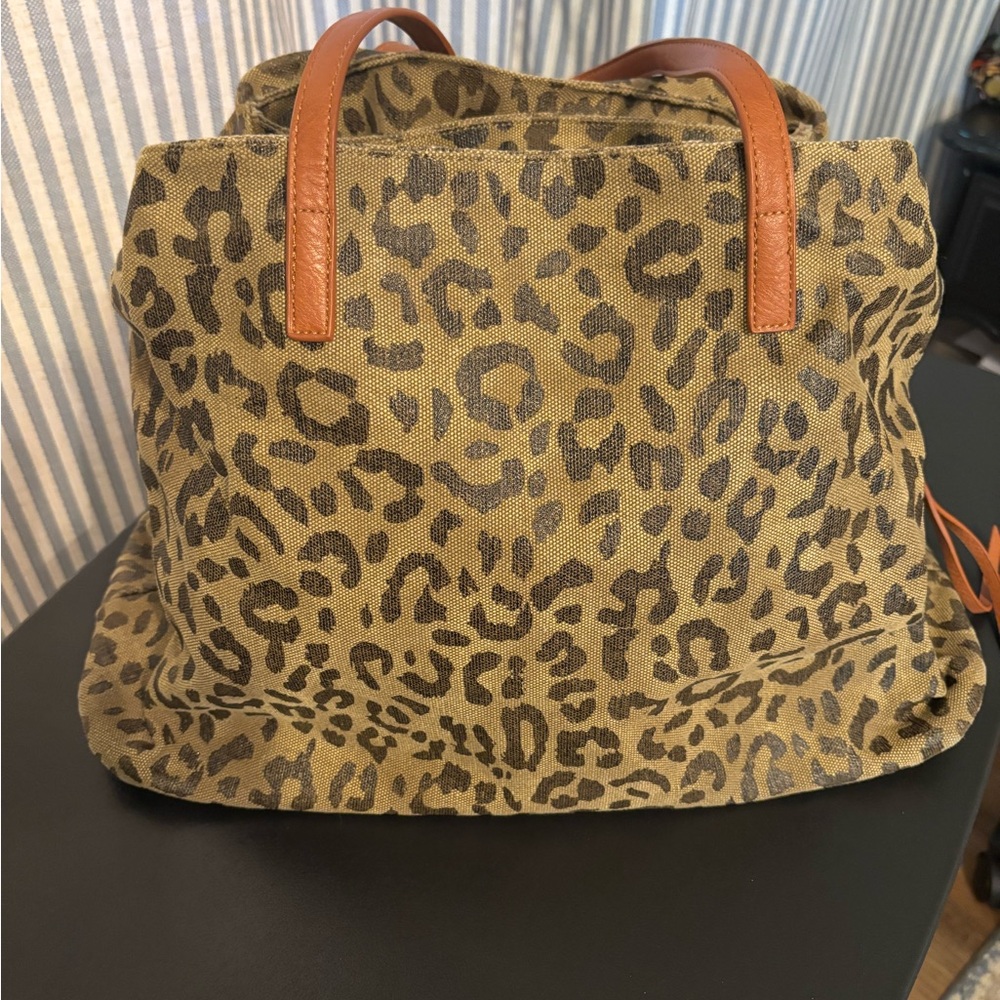 Source Unknown Brown and Tan Leopard Print Tote